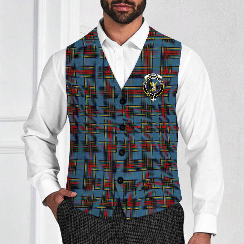 ScotsTee Shop Scottish Stewart Royal Blue Crest Tartan Waistcoat Sleeveless Suit Vest