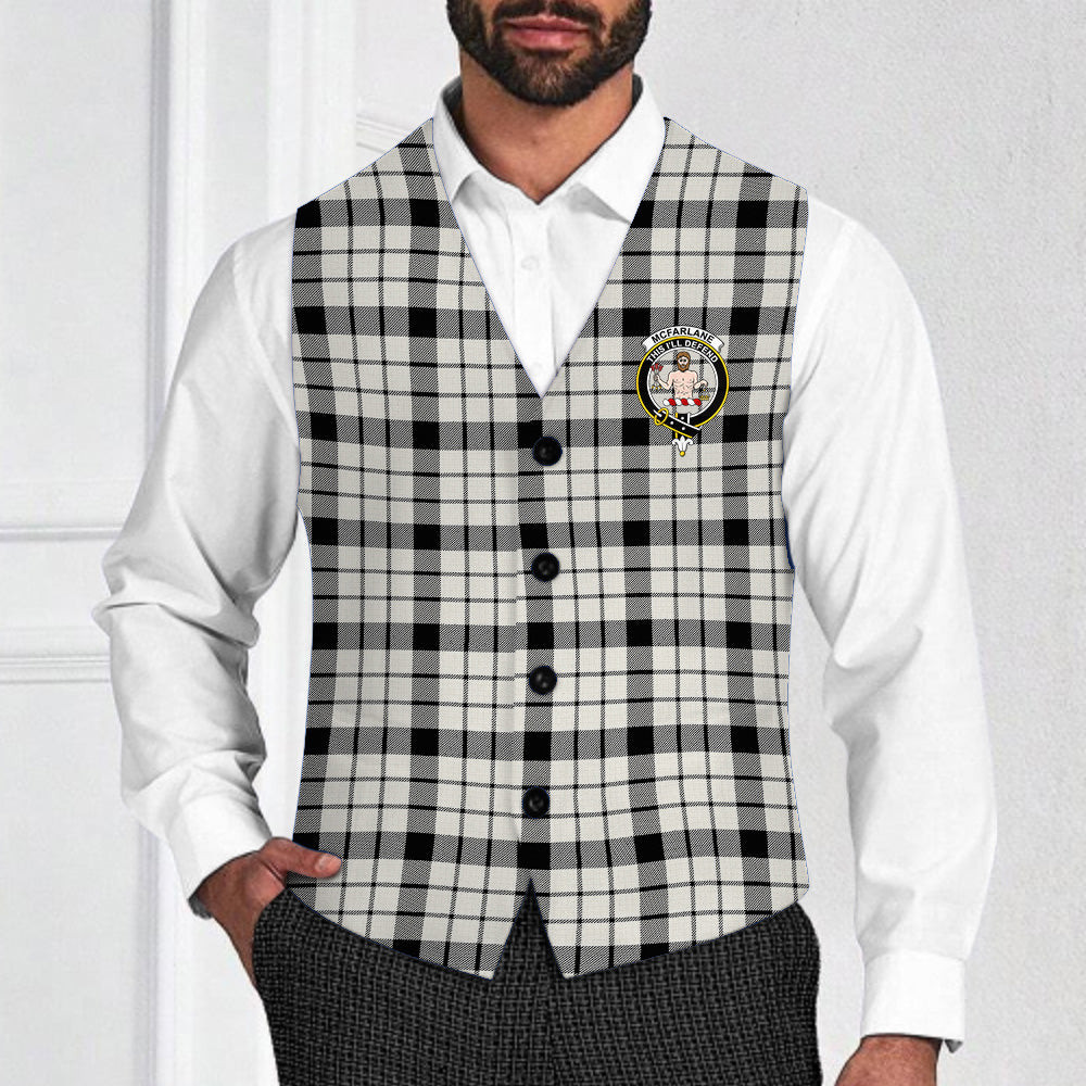 ScotsTee Shop Scottish McFarlane Black White Modern Crest Tartan Waistcoat Sleeveless Suit Vest