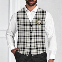 ScotsTee Shop Scottish McFarlane Black White Modern Crest Tartan Waistcoat Sleeveless Suit Vest