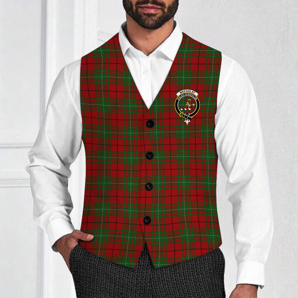 ScotsTee Shop Scottish MacAulay 1880 Crest Tartan Waistcoat Sleeveless Suit Vest
