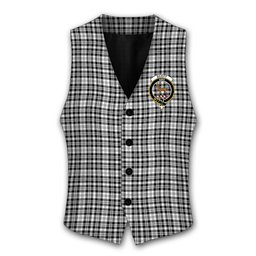 ScotsTee Shop Scottish Scott Black and White Modern Crest Tartan Waistcoat Sleeveless Suit Vest