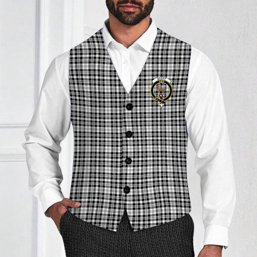 ScotsTee Shop Scottish Scott Black and White Modern Crest Tartan Waistcoat Sleeveless Suit Vest