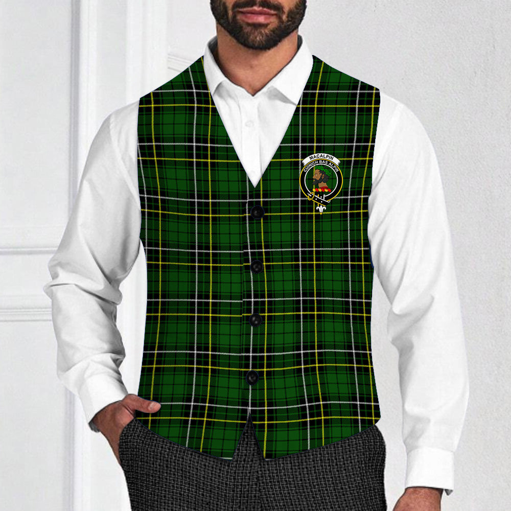 ScotsTee Shop Scottish MacAlpin Modern Crest Tartan Waistcoat Sleeveless Suit Vest