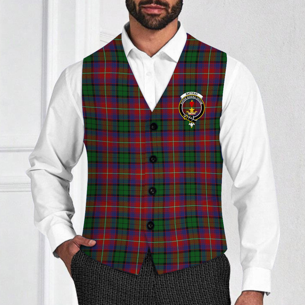 ScotsTee Shop Scottish Rattray of Lude Crest Tartan Waistcoat Sleeveless Suit Vest