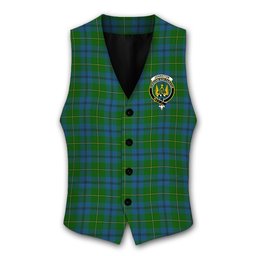 ScotsTee Shop Scottish Johnstone Crest Tartan Waistcoat Sleeveless Suit Vest