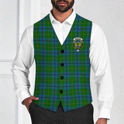 ScotsTee Shop Scottish Johnstone Crest Tartan Waistcoat Sleeveless Suit Vest