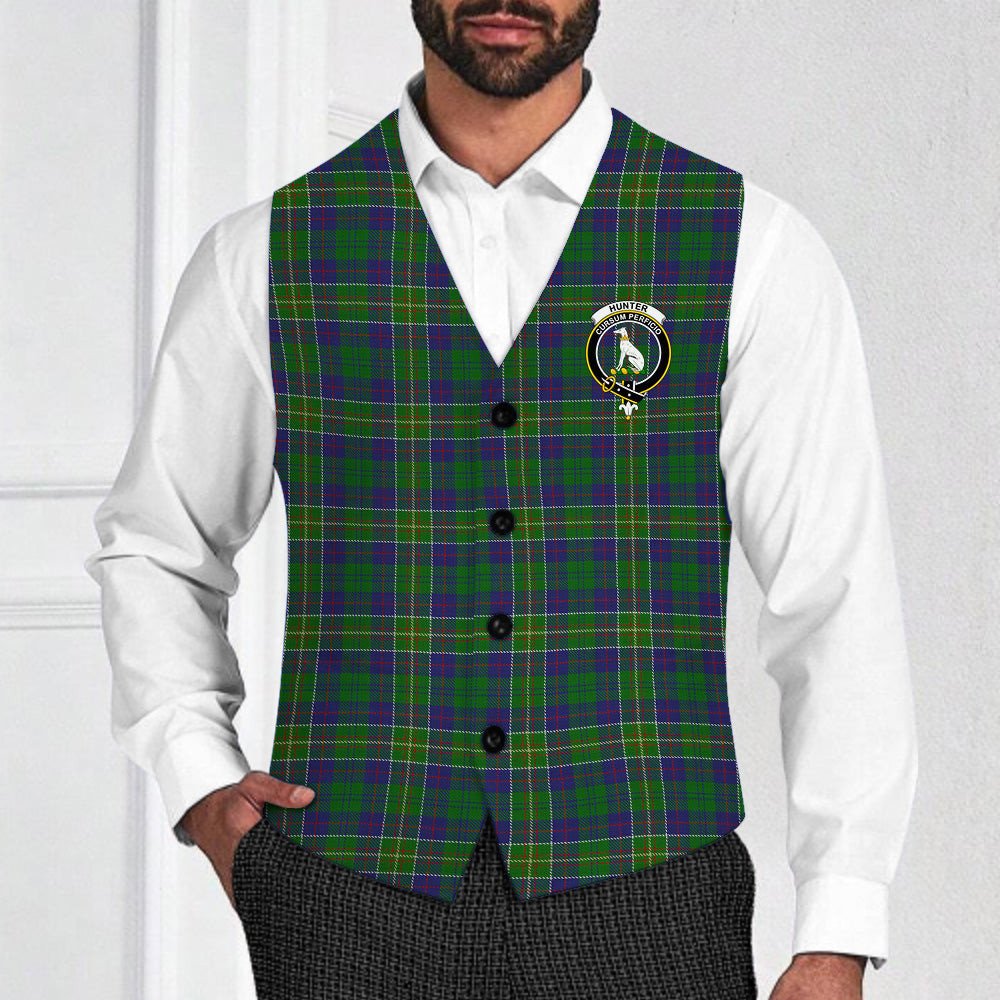 ScotsTee Shop Scottish Hunter of Hunterston Crest Tartan Waistcoat Sleeveless Suit Vest