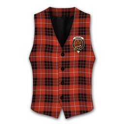 ScotsTee Shop Scottish Monroe Black and Red Ancient Crest Tartan Waistcoat Sleeveless Suit Vest
