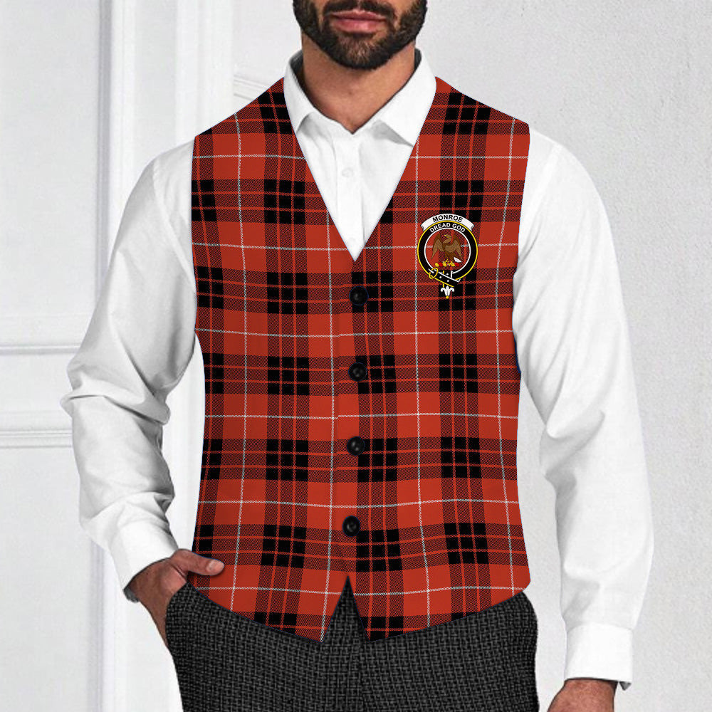 ScotsTee Shop Scottish Monroe Black and Red Ancient Crest Tartan Waistcoat Sleeveless Suit Vest