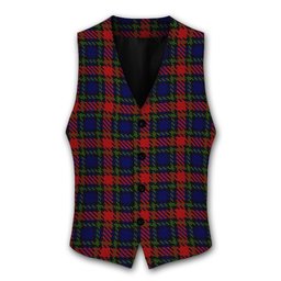 ScotsTee Shop Scottish Clark (Lion) Red Tartan Waistcoat Sleeveless Suit Vest