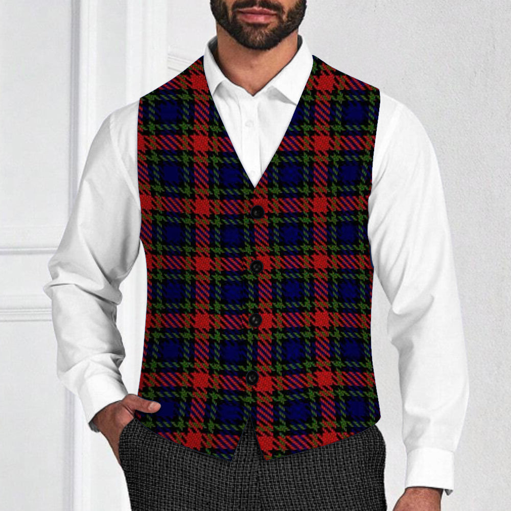 ScotsTee Shop Scottish Clark (Lion) Red Tartan Waistcoat Sleeveless Suit Vest