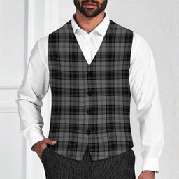 ScotsTee Shop Scottish Douglas Grey Tartan Waistcoat Sleeveless Suit Vest