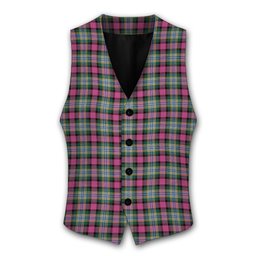 ScotsTee Shop Scottish Dundee Pink Variation Modern Clan Tartan Waistcoat Sleeveless Suit Vest