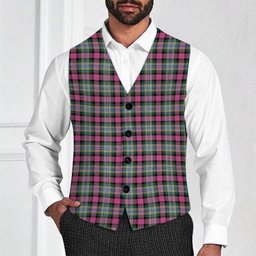 ScotsTee Shop Scottish Dundee Pink Variation Modern Clan Tartan Waistcoat Sleeveless Suit Vest