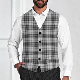 ScotsTee Shop Scottish Douglas Grey Modern Tartan Waistcoat Sleeveless Suit Vest