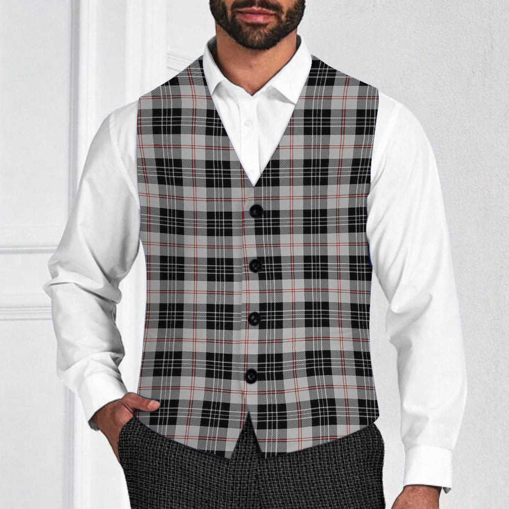 ScotsTee Shop Scottish MacPherson of Cluny Black and White Tartan Waistcoat Sleeveless Suit Vest