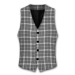 ScotsTee Shop Scottish Scott Black and White Modern Tartan Waistcoat Sleeveless Suit Vest