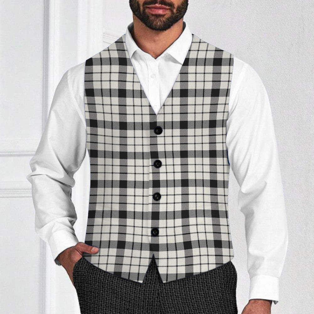 ScotsTee Shop Scottish McFarlane Black White Ancient Tartan Waistcoat Sleeveless Suit Vest