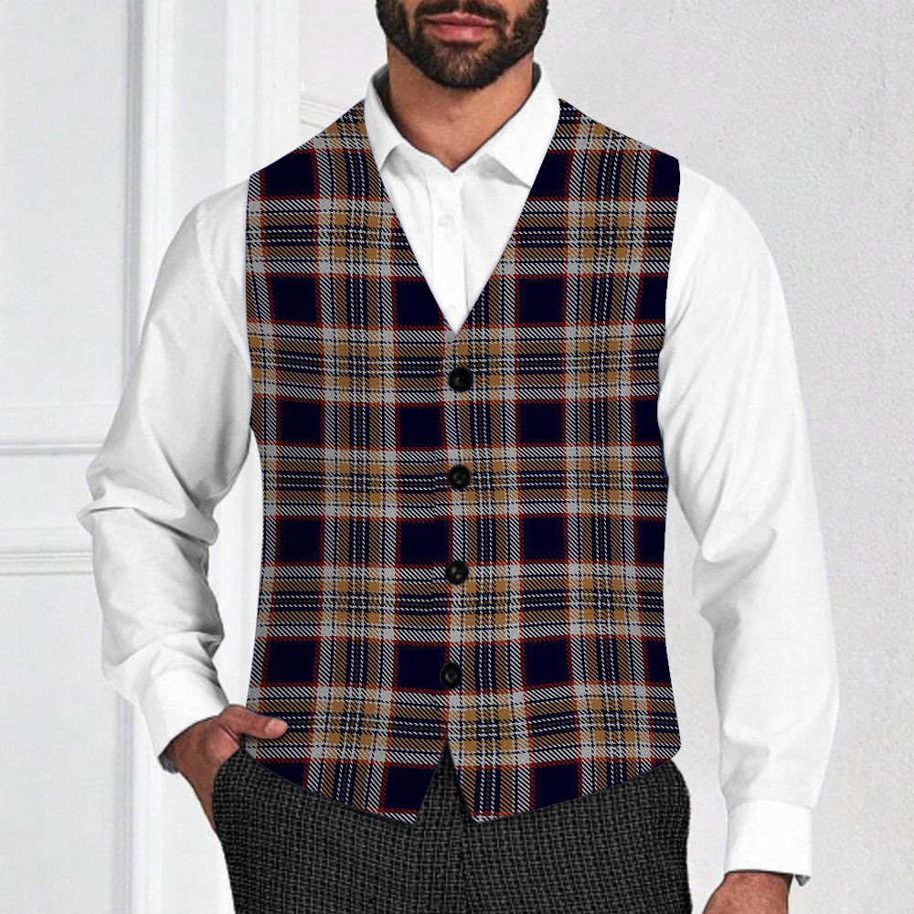 ScotsTee Shop Scottish Stewart Navy Tartan Waistcoat Sleeveless Suit Vest