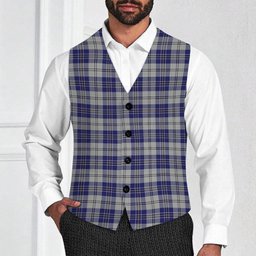 ScotsTee Shop Scottish MacPherson Dress Blue Tartan Waistcoat Sleeveless Suit Vest