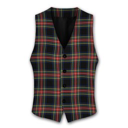 ScotsTee Shop Scottish Stewart Black Modern Tartan Waistcoat Sleeveless Suit Vest