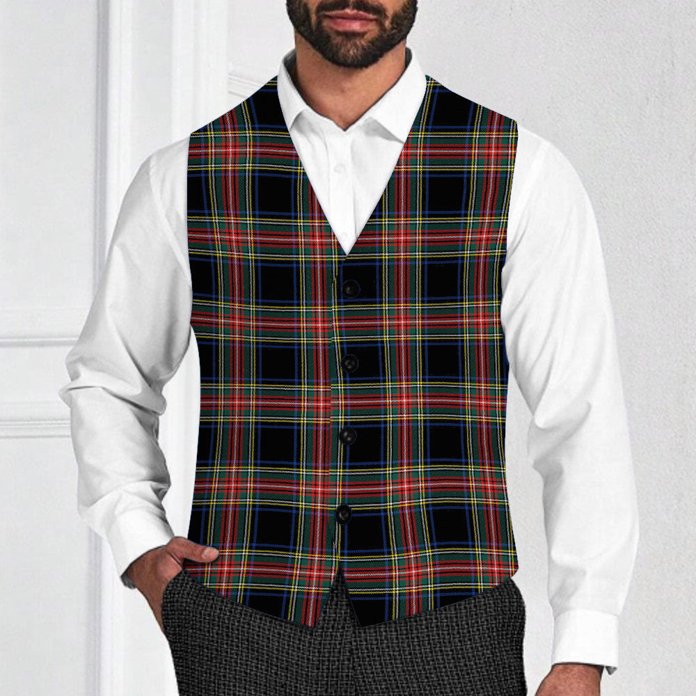 ScotsTee Shop Scottish Stewart Black Modern Tartan Waistcoat Sleeveless Suit Vest