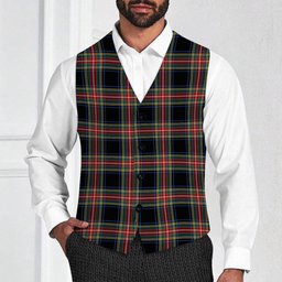 ScotsTee Shop Scottish Stewart Black Modern Tartan Waistcoat Sleeveless Suit Vest