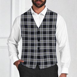 ScotsTee Shop Scottish Menzies Black Dress Tartan Waistcoat Sleeveless Suit Vest
