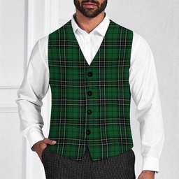 ScotsTee Shop Scottish MacLean of Duart Hunting Tartan Waistcoat Sleeveless Suit Vest