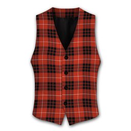 ScotsTee Shop Scottish Monroe Black and Red Ancient Tartan Waistcoat Sleeveless Suit Vest