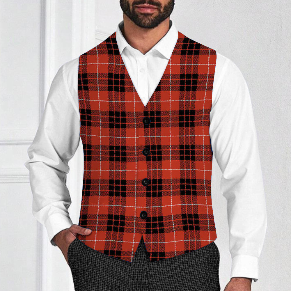 ScotsTee Shop Scottish Monroe Black and Red Ancient Tartan Waistcoat Sleeveless Suit Vest