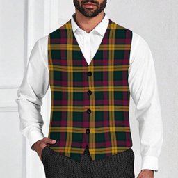 ScotsTee Shop Scottish MacMillan Modern Tartan Waistcoat Sleeveless Suit Vest