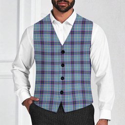 ScotsTee Shop Scottish Texas Bluebonnet Tartan Waistcoat Sleeveless Suit Vest