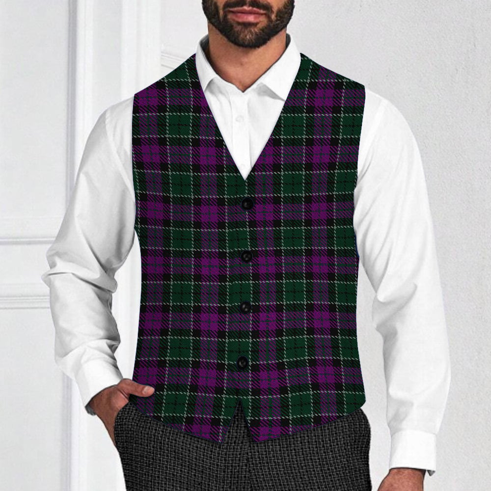 ScotsTee Shop Scottish Lennie Tartan Waistcoat Sleeveless Suit Vest