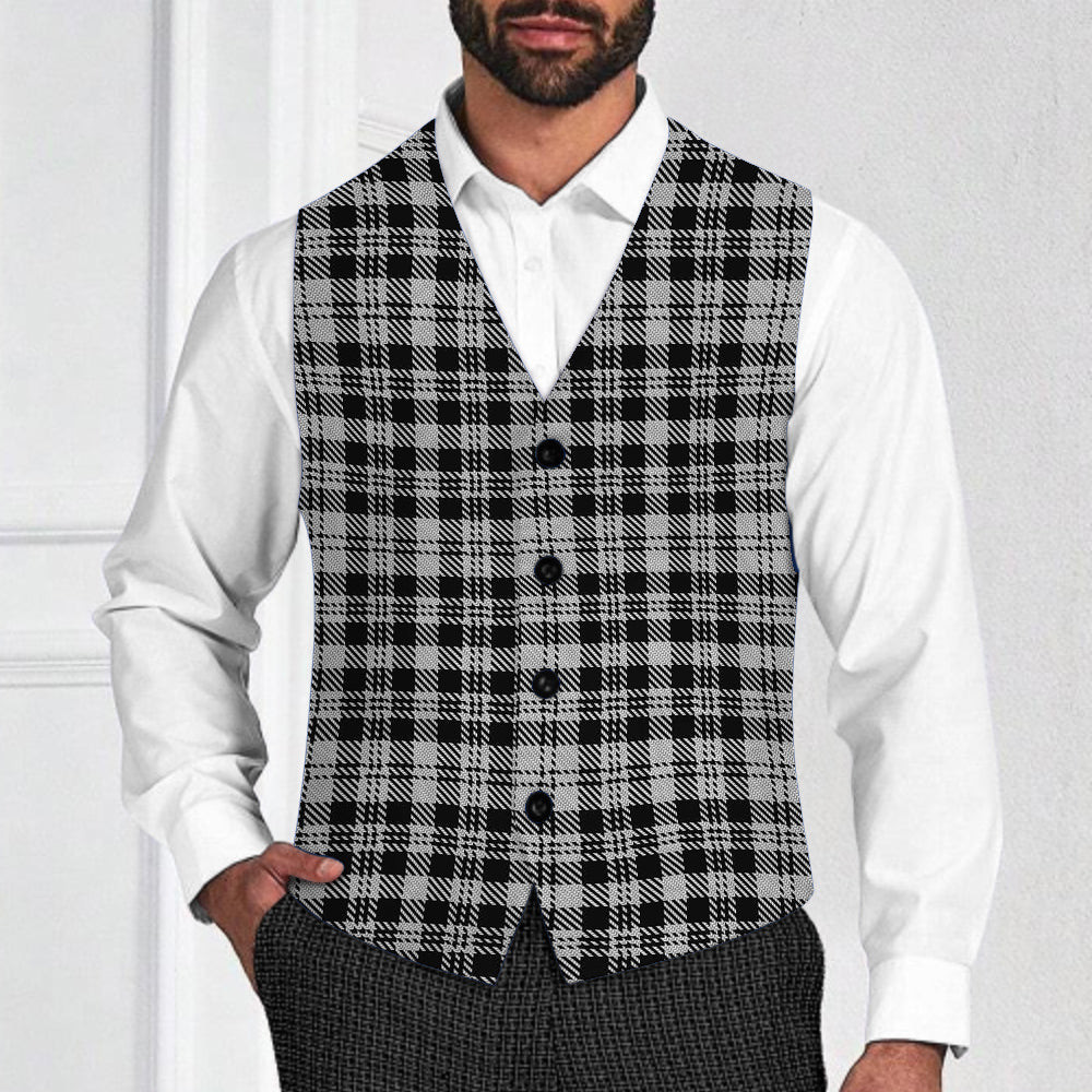 ScotsTee Shop Scottish Scott B&W 1850 Tartan Waistcoat Sleeveless Suit Vest