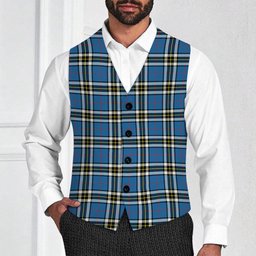 ScotsTee Shop Scottish Thomson Blue Tartan Waistcoat Sleeveless Suit Vest