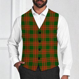 ScotsTee Shop Scottish Menzies Green Modern Tartan Waistcoat Sleeveless Suit Vest