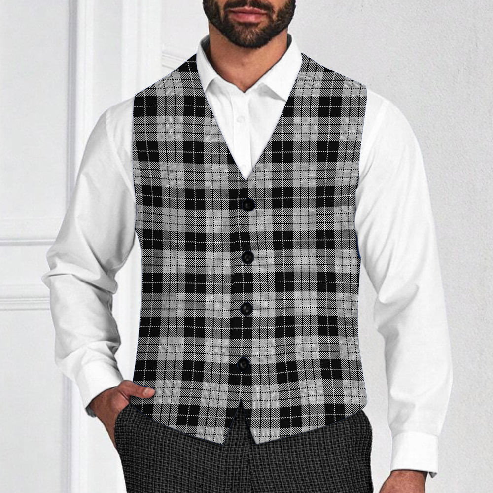 ScotsTee Shop Scottish McLeod Black and White Tartan Waistcoat Sleeveless Suit Vest