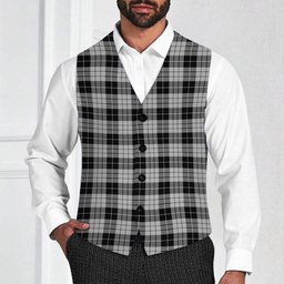 ScotsTee Shop Scottish McLeod Black and White Tartan Waistcoat Sleeveless Suit Vest