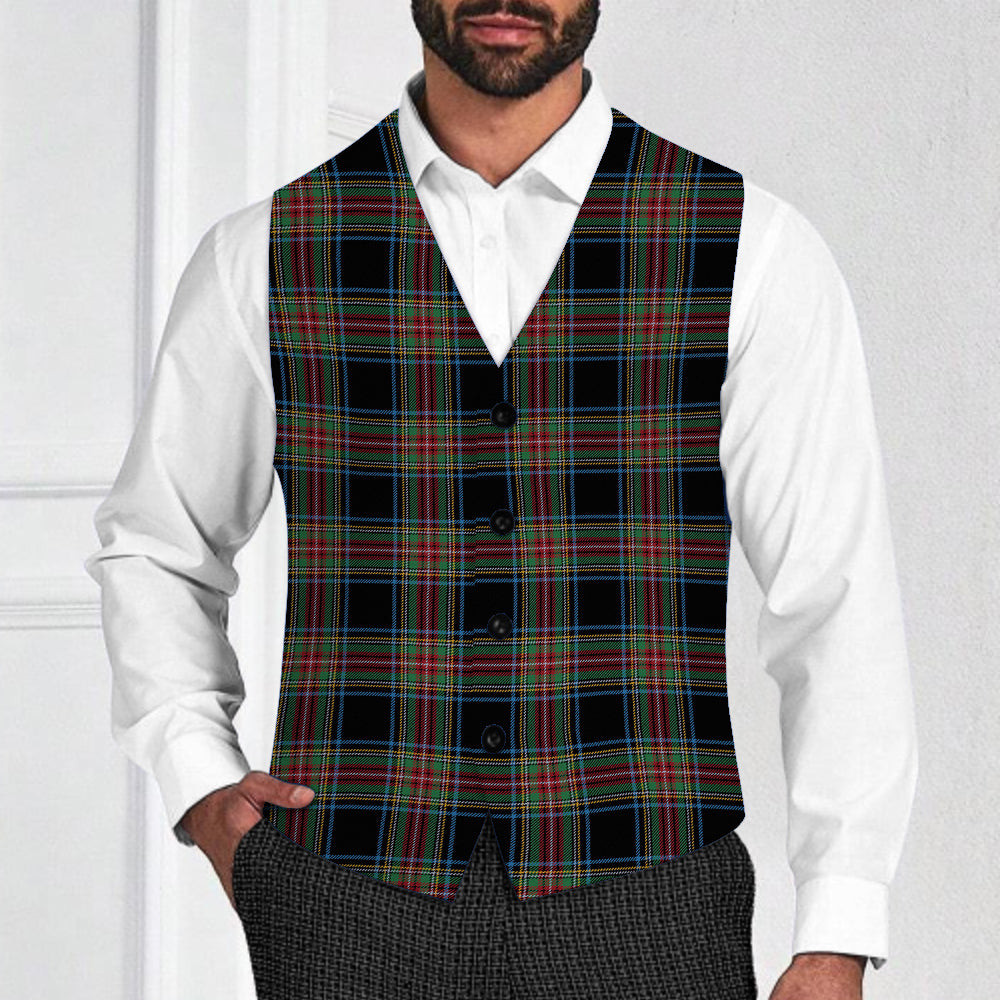 ScotsTee Shop Scottish Stewart Black Ancient Tartan Waistcoat Sleeveless Suit Vest