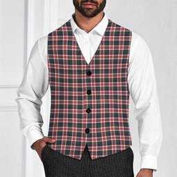 ScotsTee Shop Scottish Robertson Dress #2 Modern Tartan Waistcoat Sleeveless Suit Vest