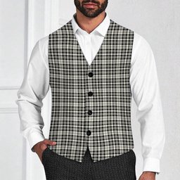 ScotsTee Shop Scottish Scott Black and White Ancient Tartan Waistcoat Sleeveless Suit Vest