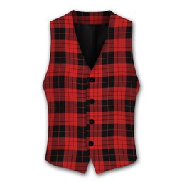 ScotsTee Shop Scottish MacLeod Black and Red Modern Tartan Waistcoat Sleeveless Suit Vest