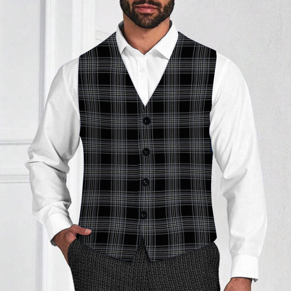 ScotsTee Shop Scottish Stewart Mourning Originaux Modern Clan Tartan Waistcoat Sleeveless Suit Vest