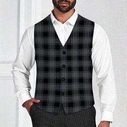 ScotsTee Shop Scottish Stewart Mourning Originaux Modern Clan Tartan Waistcoat Sleeveless Suit Vest