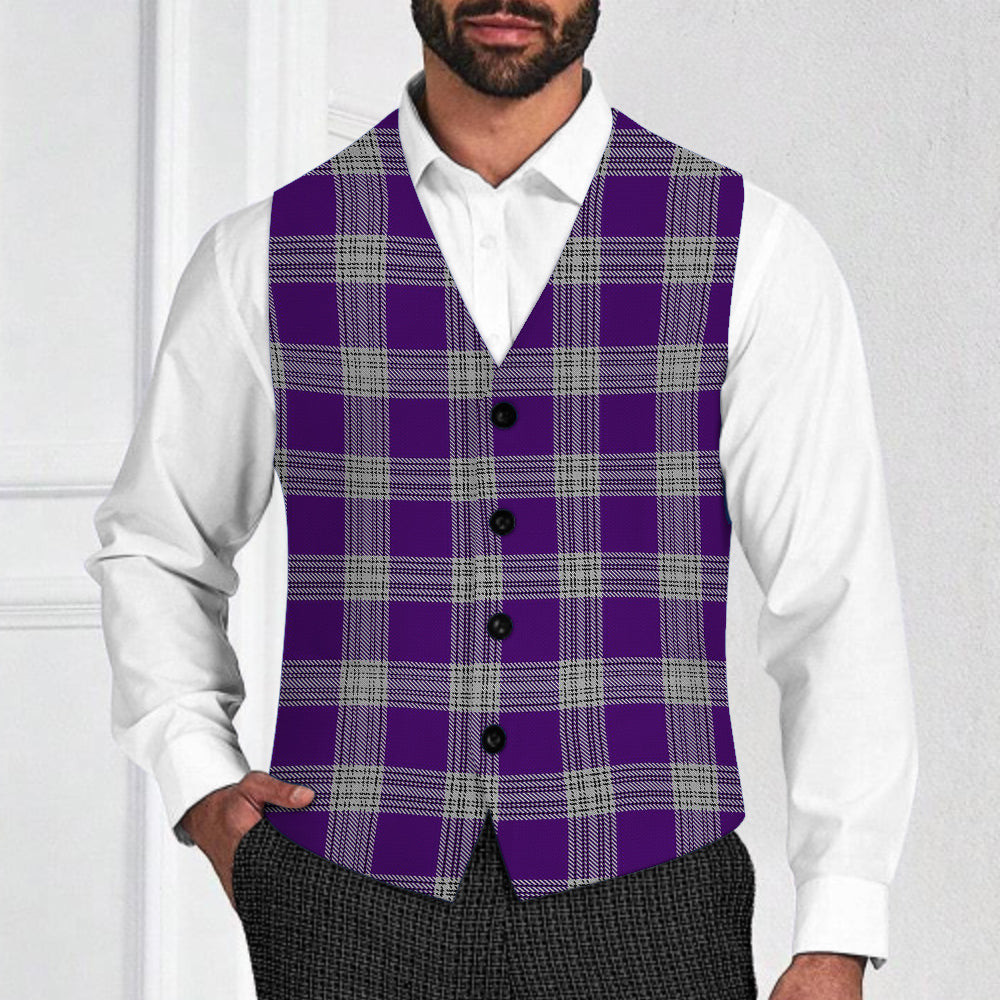 ScotsTee Shop Scottish Menzies Mauve and White Tartan Waistcoat Sleeveless Suit Vest