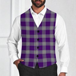 ScotsTee Shop Scottish Menzies Mauve and White Tartan Waistcoat Sleeveless Suit Vest