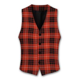ScotsTee Shop Scottish Munro Black and Red Ancient Tartan Waistcoat Sleeveless Suit Vest