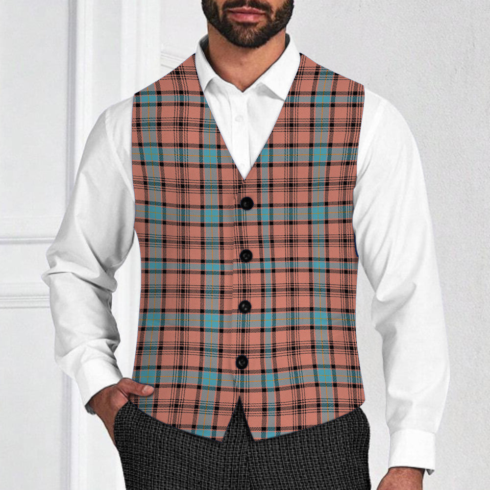 ScotsTee Shop Scottish Hamilton Red Modern Tartan Waistcoat Sleeveless Suit Vest