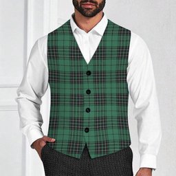 ScotsTee Shop Scottish McLean Hunting Ancient Tartan Waistcoat Sleeveless Suit Vest
